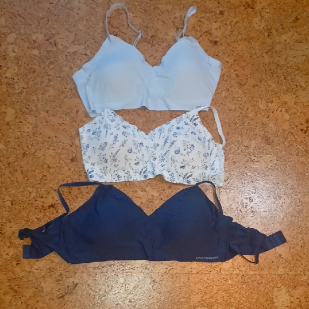 Lucky Brand Three Pack Nylon/Spandex Bras  Size XL NEW